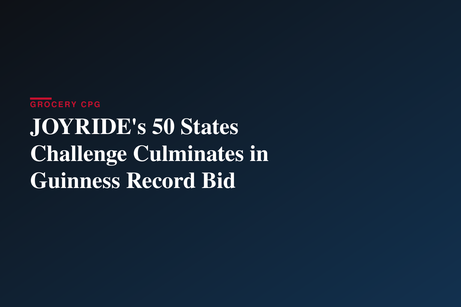 JOYRIDE's 50 States Challenge Culminates in Guinness Record Bid