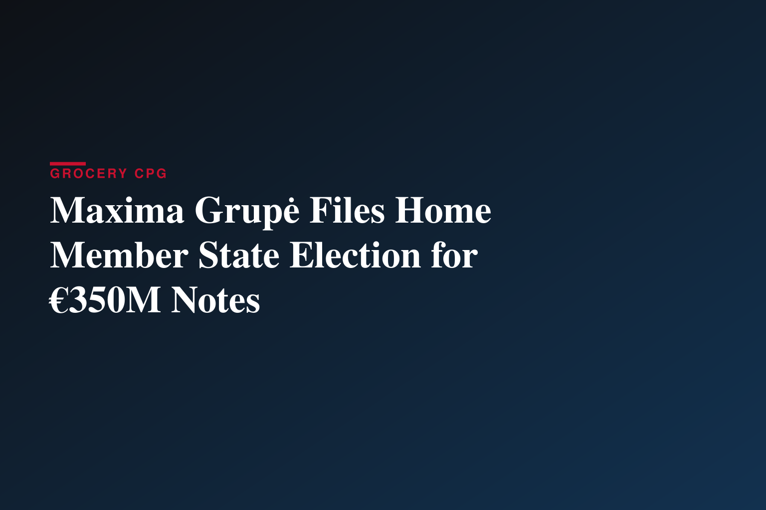 Statement re Election of Home Member State